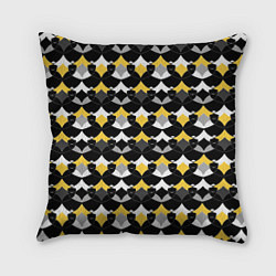 Подушка квадратная Желто черный с белым геометрический узор, цвет: 3D-принт