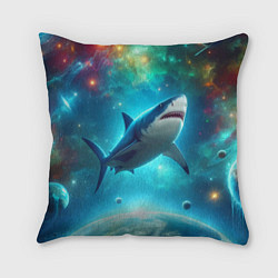 Подушка квадратная Большая белая акула в космическом пространстве, цвет: 3D-принт