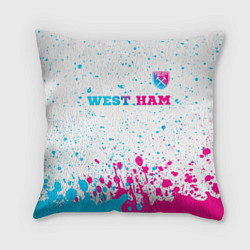 Подушка квадратная West Ham neon gradient style посередине, цвет: 3D-принт