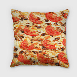 Подушка квадратная Пицца с грибами и томатом - текстура, цвет: 3D-принт