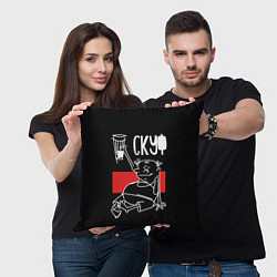 Подушка квадратная Скуф поднимает тост, цвет: 3D-принт — фото 2
