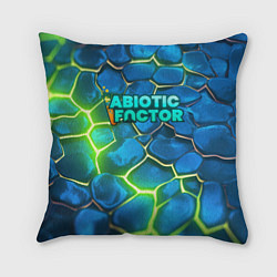 Подушка квадратная Abiotic Factor logo bright neon, цвет: 3D-принт