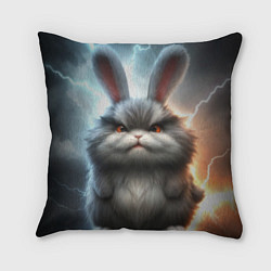 Подушка квадратная Грозный заяц, цвет: 3D-принт