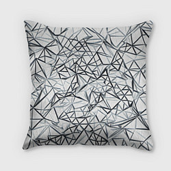 Подушка квадратная Чёрные хаотичные линии на белом фоне, цвет: 3D-принт
