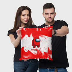 Подушка квадратная Амонг ас красный огонь, цвет: 3D-принт — фото 2