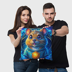 Подушка квадратная Криптовалютный хомяк, цвет: 3D-принт — фото 2