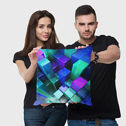 Подушка квадратная Неоновые кубы текстура, цвет: 3D-принт — фото 2