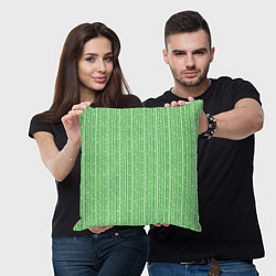 Подушка квадратная Светлый зелёный полосы-узоры, цвет: 3D-принт — фото 2