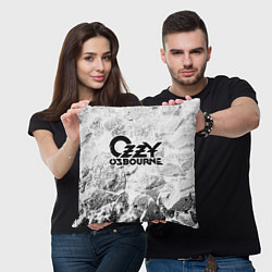 Подушка квадратная Ozzy Osbourne white graphite, цвет: 3D-принт — фото 2