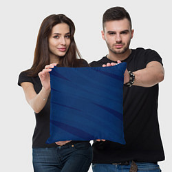 Подушка квадратная Тёмно-синий полосами, цвет: 3D-принт — фото 2