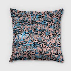 Подушка квадратная Паттерн мозаика бирюзово-розовый, цвет: 3D-принт