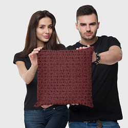 Подушка квадратная Тёмный красно-коричневый узорный, цвет: 3D-принт — фото 2
