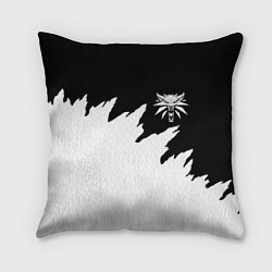 Подушка квадратная Ведьмак белое лого краски, цвет: 3D-принт