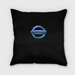 Подушка квадратная Nissan logo neon, цвет: 3D-принт