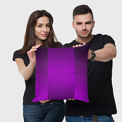 Подушка квадратная Фиолетовый градиентный полосатый комбинированный у, цвет: 3D-принт — фото 2