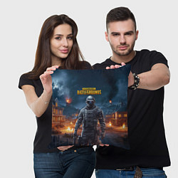 Подушка квадратная PUBG персонаж в ночном городе, цвет: 3D-принт — фото 2