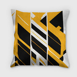 Подушка квадратная Black and yellow stripes on a white background, цвет: 3D-принт