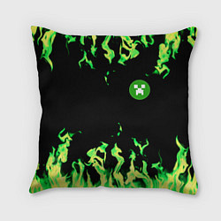 Подушка квадратная Minecraft green flame, цвет: 3D-принт