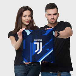 Подушка квадратная Juventus sport geometry steel, цвет: 3D-принт — фото 2