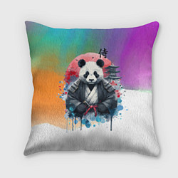 Подушка квадратная Panda samurai - Japan, цвет: 3D-принт