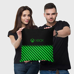 Подушка квадратная Xbox line green, цвет: 3D-принт — фото 2