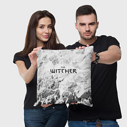 Подушка квадратная The Witcher white graphite, цвет: 3D-принт — фото 2