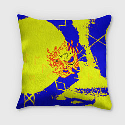 Подушка квадратная Samurai logo yellow fire, цвет: 3D-принт