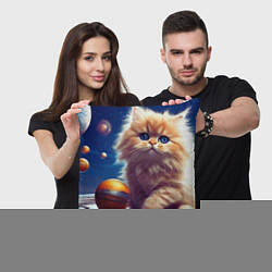 Подушка квадратная Котик космос, цвет: 3D-принт — фото 2