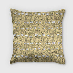 Подушка квадратная Дудл человечки носатые - паттерн, цвет: 3D-принт