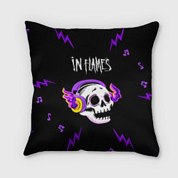 Подушка квадратная In Flames неоновый череп, цвет: 3D-принт