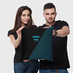 Подушка квадратная Opel чёрно-голубой шахматка, цвет: 3D-принт — фото 2
