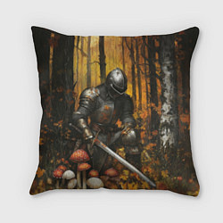 Подушка квадратная Воин в осеннем лесу, цвет: 3D-принт