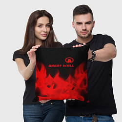 Подушка квадратная Great Wall - red gradient посередине, цвет: 3D-принт — фото 2