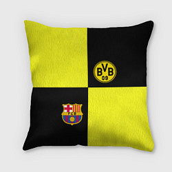 Подушка квадратная Barcelona x Borussia, цвет: 3D-принт