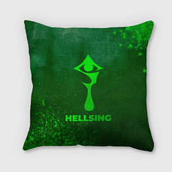 Подушка квадратная Hellsing - green gradient, цвет: 3D-принт