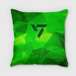 Подушка квадратная Seventeen green poly, цвет: 3D-принт