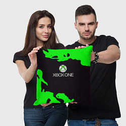 Подушка квадратная Xbox fire green, цвет: 3D-принт — фото 2