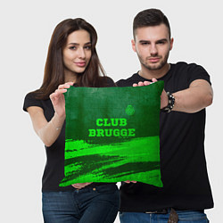 Подушка квадратная Club Brugge - green gradient посередине, цвет: 3D-принт — фото 2