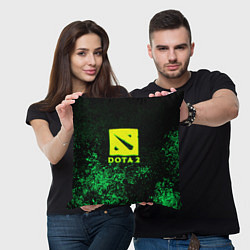 Подушка квадратная DOTA2 кислотное лого краски, цвет: 3D-принт — фото 2