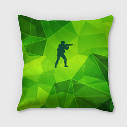 Подушка квадратная Counter Strike green poly, цвет: 3D-принт