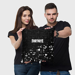 Подушка квадратная Fortnite pattern black, цвет: 3D-принт — фото 2