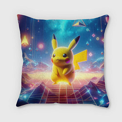 Подушка квадратная Funny Pikachu - vaporwave, цвет: 3D-принт