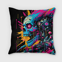 Подушка квадратная Cool cyber skull - ai art