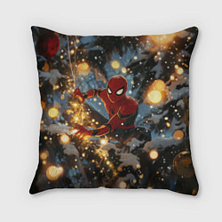 Подушка квадратная Spiderman на новогодней елке