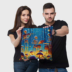 Подушка квадратная Квинтет скелетов в сказочном лесу, цвет: 3D-принт — фото 2