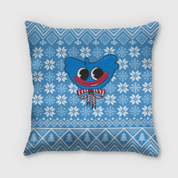 Подушка квадратная Huggy Wuggy миленький новогодний свитер ugly, цвет: 3D-принт