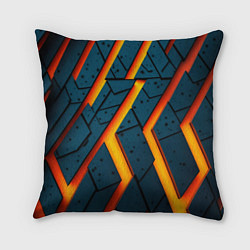 Подушка квадратная Металлическая броня и оранжевое свечение, цвет: 3D-принт