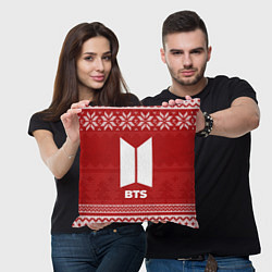 Подушка квадратная Новогодний BTS, цвет: 3D-принт — фото 2