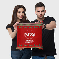 Подушка квадратная Mass Effect new year, цвет: 3D-принт — фото 2