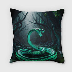 Подушка квадратная Змея в неоновом лесу